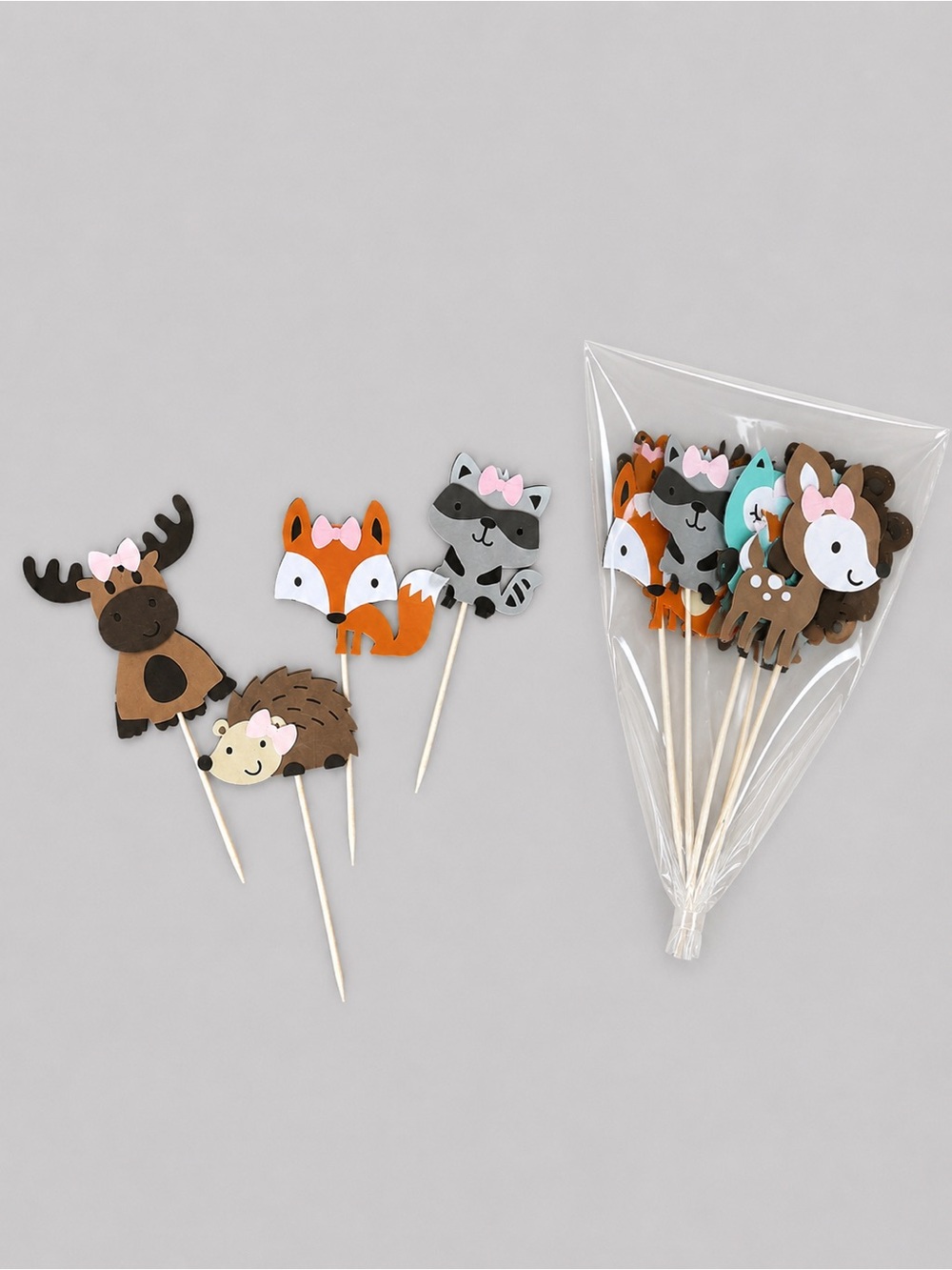 Baby Girl Pink Bows Woodland Animals Shower Centerpiece Decoration
